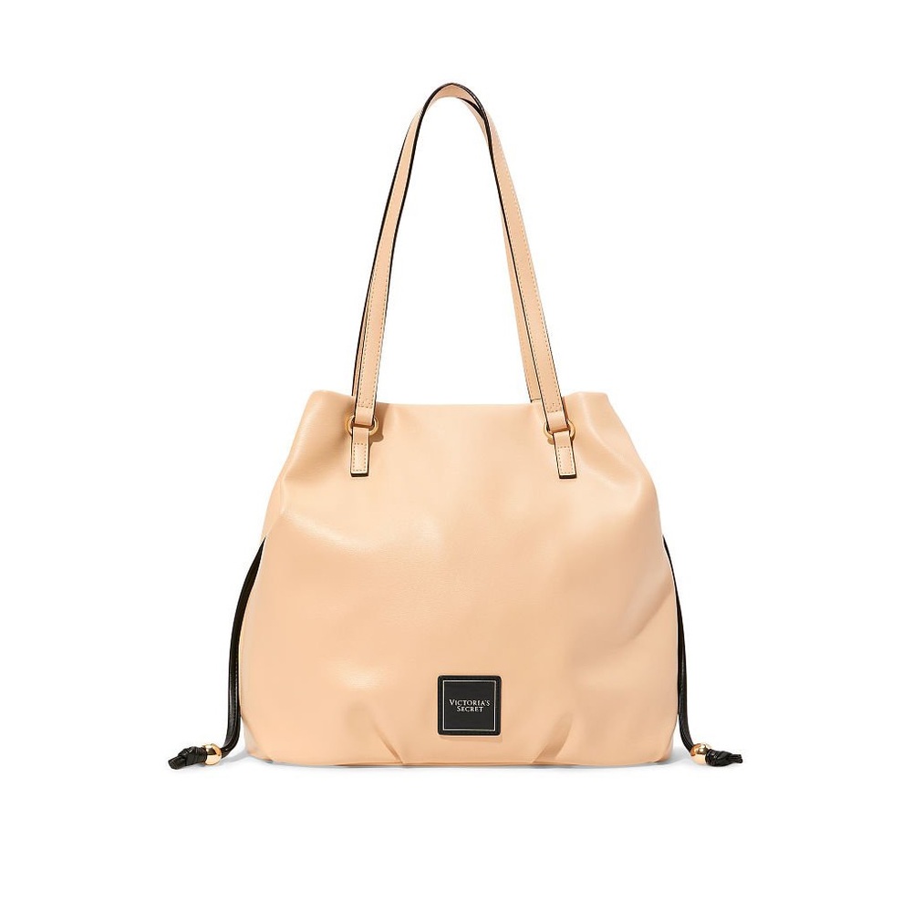 NWT Victoria’s Secret Beige, Black & Gold Cinch Top Bare Tote Bag